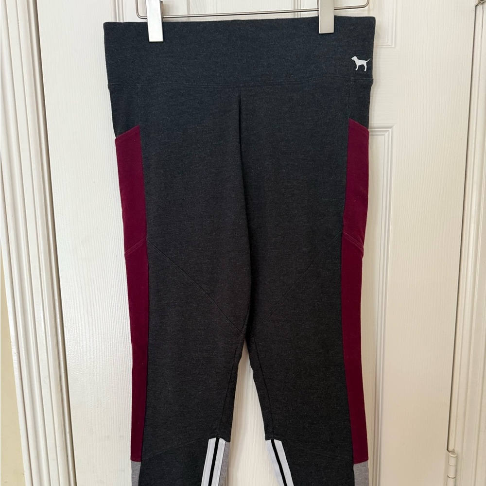 Victoria's Secret Gray and Red Leggings Athletic Stretch
